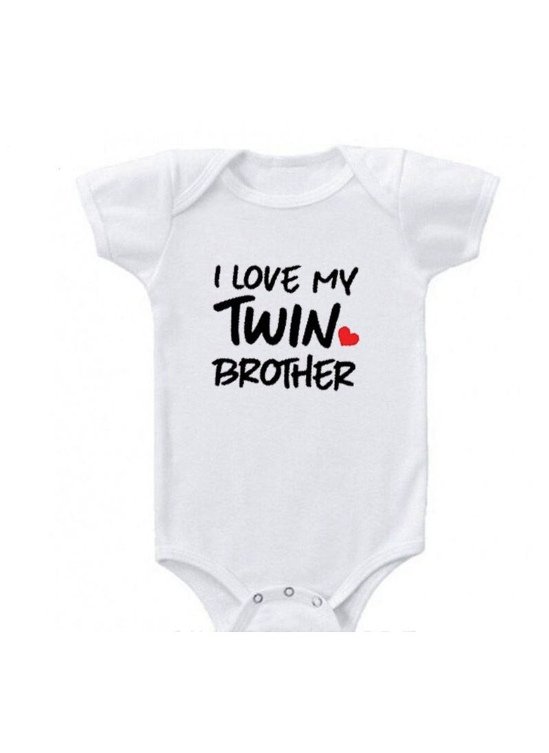 Matching Family Outfits I Love My Twin Brother or Sister Printed Romper  - Image 1