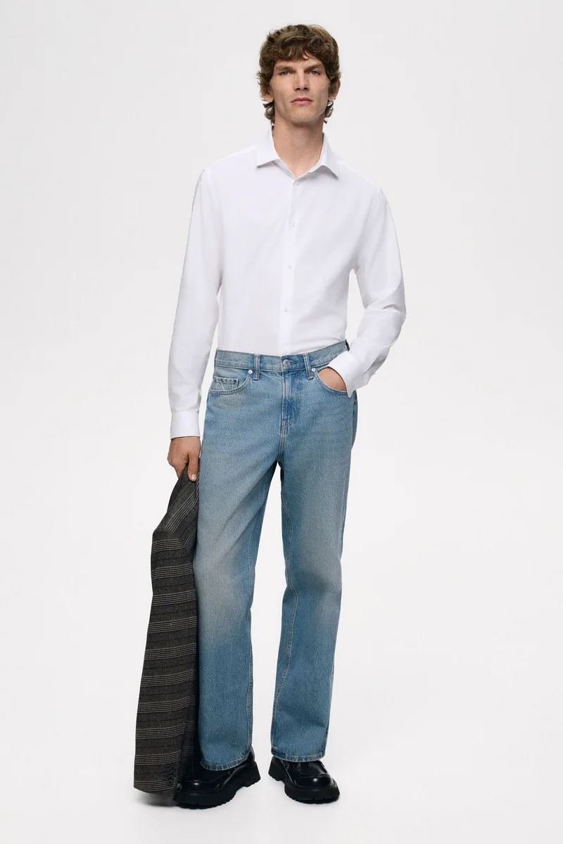 اتش اند ام قميص قطني بقصّة ضيقة