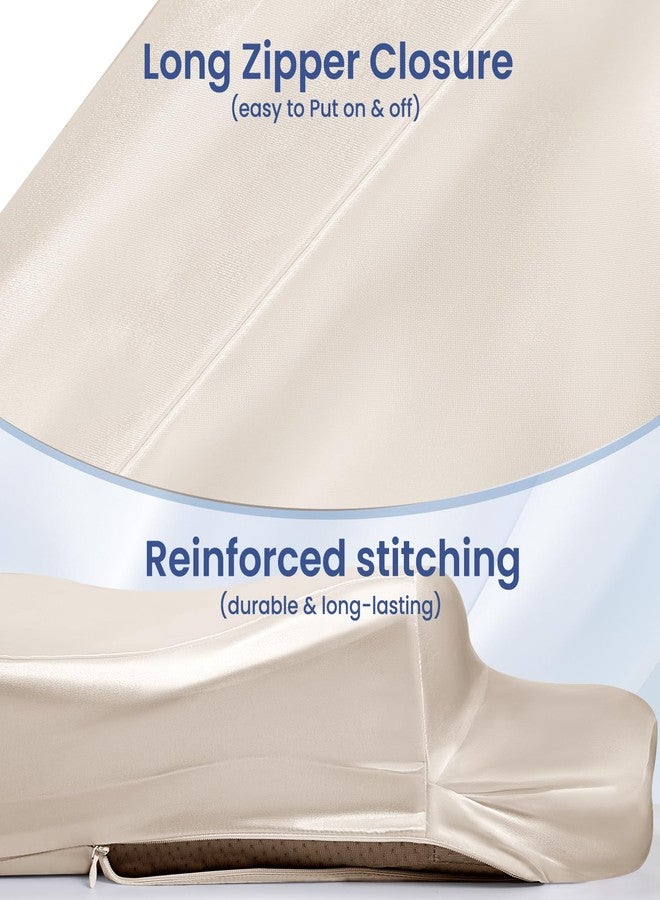 Zelimun Satin Pillowcase for Cervical Pillows, (Cover Only) Fit for 24.8"x14.96"x5.51"/3.54" Orthopedic Neck Support Pillow, Silky Smooth Pillowcase Cover with Zipper Closure (Champagne) - Image 3