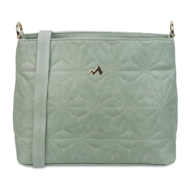 Metro Light Green Faux Leather Premium Zipper Casual Sling Bag For Women - Image 1