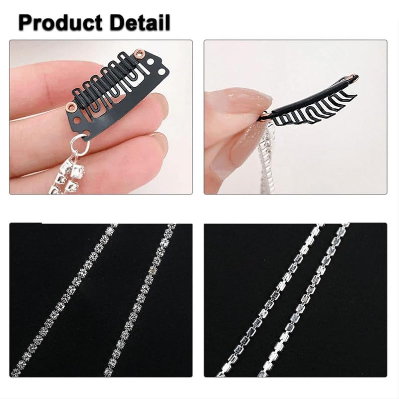 CHIROGRAPHY 4 PCS Rhinestones Hair Chains Crystal Extension For Women and Girl Rhinestone Accessories Bling Punk Tassel Hair Clips 20 Inch Strand hair Decorative - Image 4