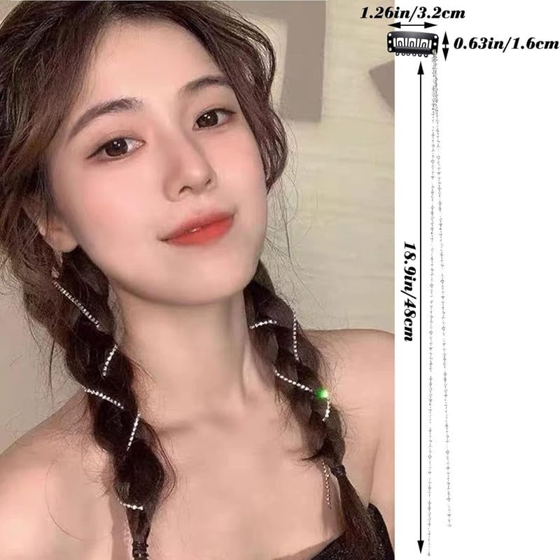 CHIROGRAPHY 4 PCS Rhinestones Hair Chains Crystal Extension For Women and Girl Rhinestone Accessories Bling Punk Tassel Hair Clips 20 Inch Strand hair Decorative - Image 2
