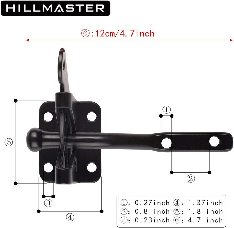 HILLMASTER Self Locking Gate Latch for Wooden Fence Heavy Duty,Gravity Lever Fence Door Latches with Steel Spring Cable Pull String Gate Hardware Gate Lock for Outdoor Secure Pool,Garden,Black Finish - Image 4