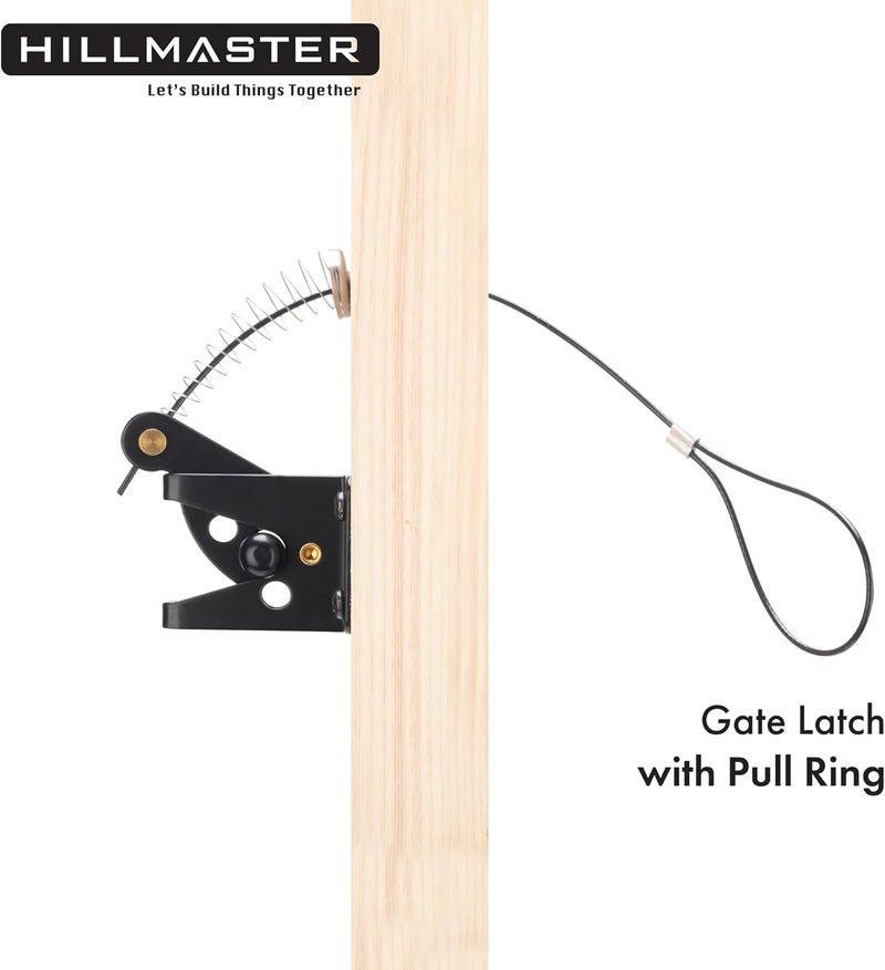 HILLMASTER Self Locking Gate Latch for Wooden Fence Heavy Duty,Gravity Lever Fence Door Latches with Steel Spring Cable Pull String Gate Hardware Gate Lock for Outdoor Secure Pool,Garden,Black Finish - Image 5