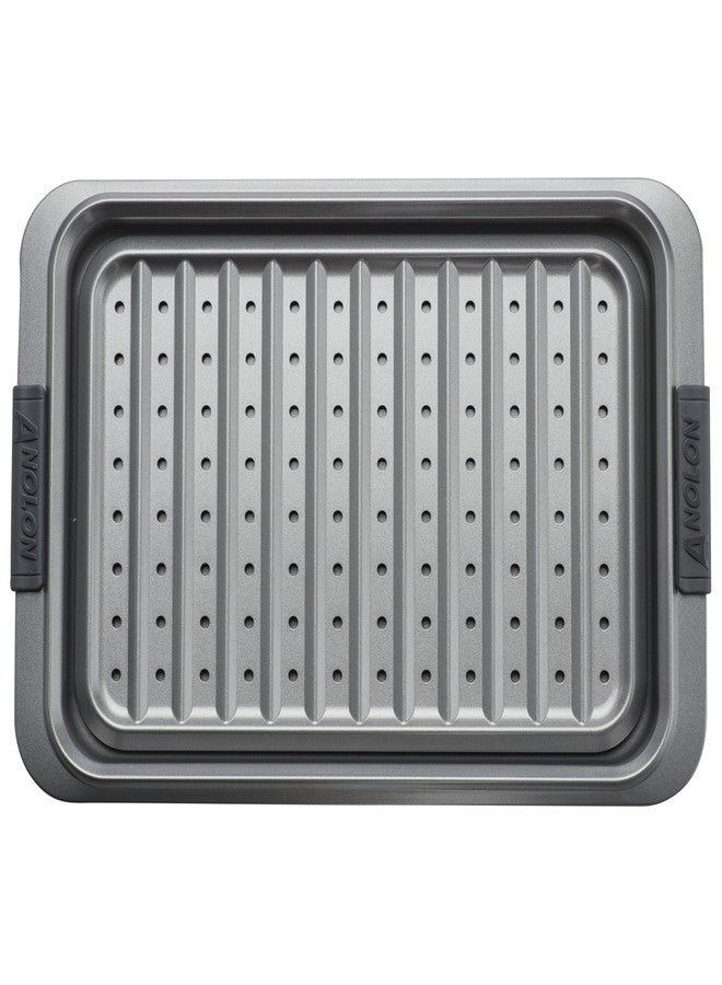 Anolon Advanced Nonstick Bakeware Set, Nonstick Cookie Sheet / Baking Sheet and Crisper Pan - 2 Piece, Graphite Gray - Image 4