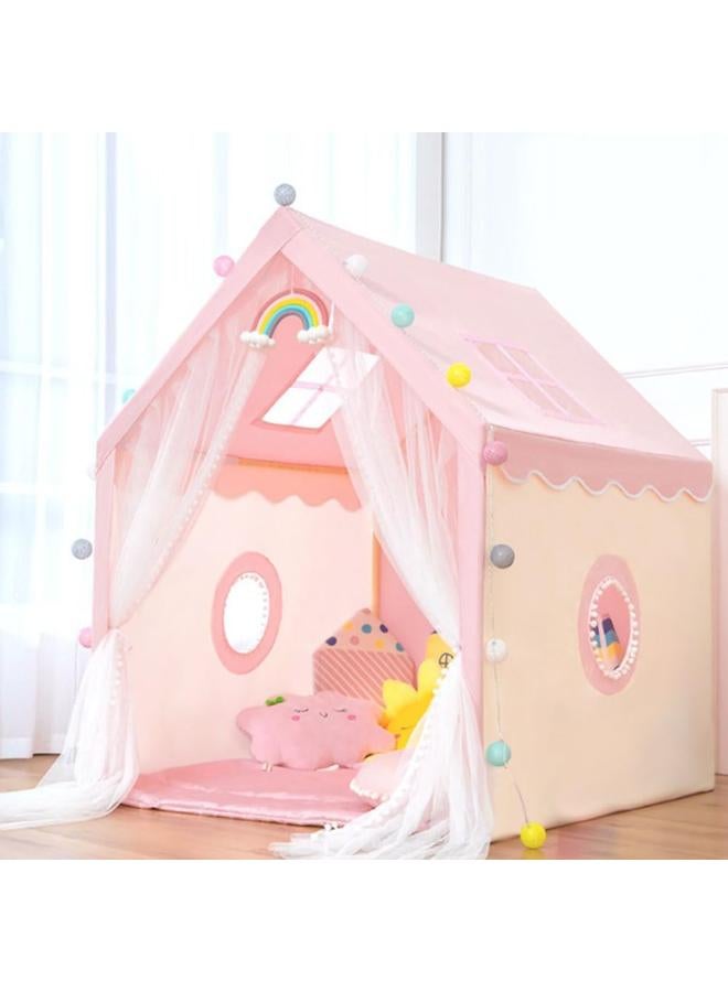 خيمة لعب على شكل قلعة أميرة للأطفال مزودة بإضاءة نجوم LED - 100×120×130 سم - Image 1