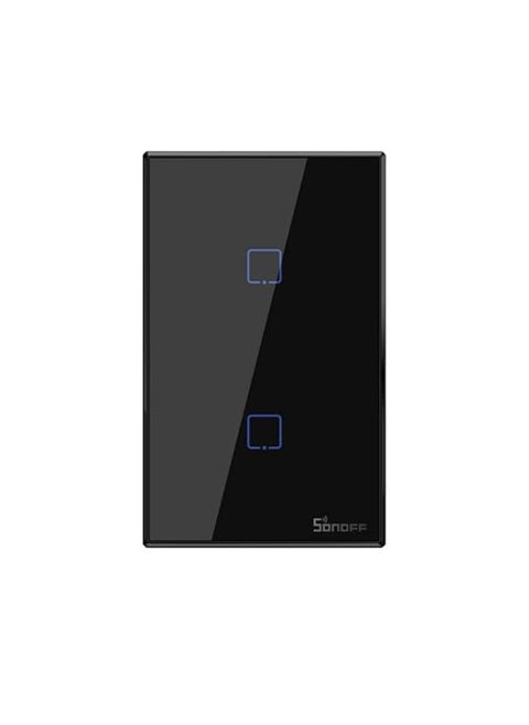Sonoff Intelligent Light Switch, Touch T3 2Gang WiFi Smart Wall Switch, 433 MHz RF Control, Timer Function, Works with Alexa, Google Home Assistant, eWeLink APP (Black, 1-way)