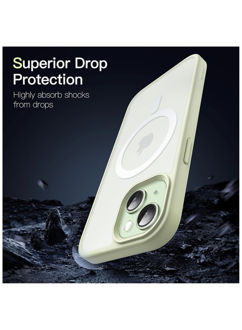 Magnetic Case for iPhone 15 6.1-Inch Compatible with MagSafe, Translucent Matte Back Slim Shockproof Phone Cover (Green) - Image 2