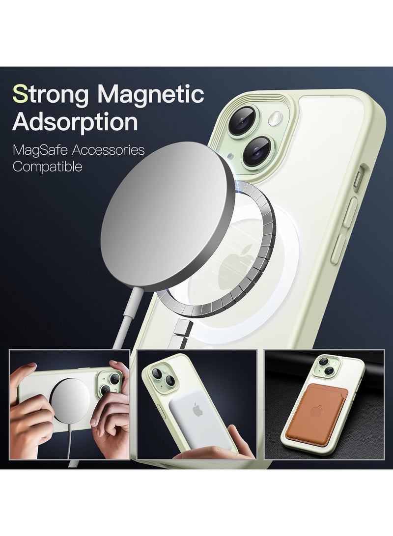 Magnetic Case for iPhone 15 6.1-Inch Compatible with MagSafe, Translucent Matte Back Slim Shockproof Phone Cover (Green) - Image 4
