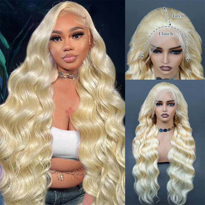613 Lace Front Wig Human Hair 200 Density 13x4 Body Wave HD Lace Front Wigs Human Hair Pre Plucked Blonde Wig Human Hair 12A HD Lace Frontal Wig 13x4 Glueless Wigs Human Hair for Women 18 Inch