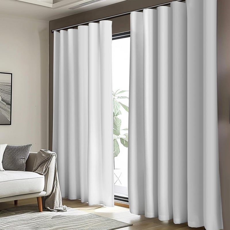 cbsroro Room Divider Blackout Curtain Track Curtains Wall Dividers Panels Screen for Living Rooms Bedroom Office Privacy Partition Separation, W100 Ã— L96 Inch,1 Panel, White - Image 3