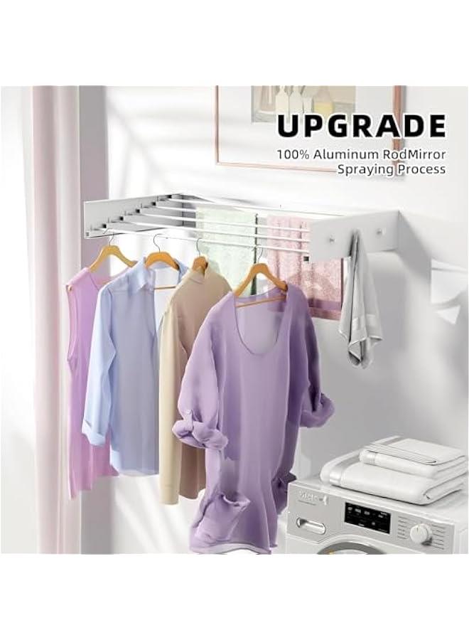 هوكور Portalov 31.5 inches Wall Mounted Clothes Drying Rack,Foldable Wall Mount Laundry Drying Rack with 5 Rods,Drying Rack Clothing Collapsible, Towel Drying Rack with Wall Template - Image 2
