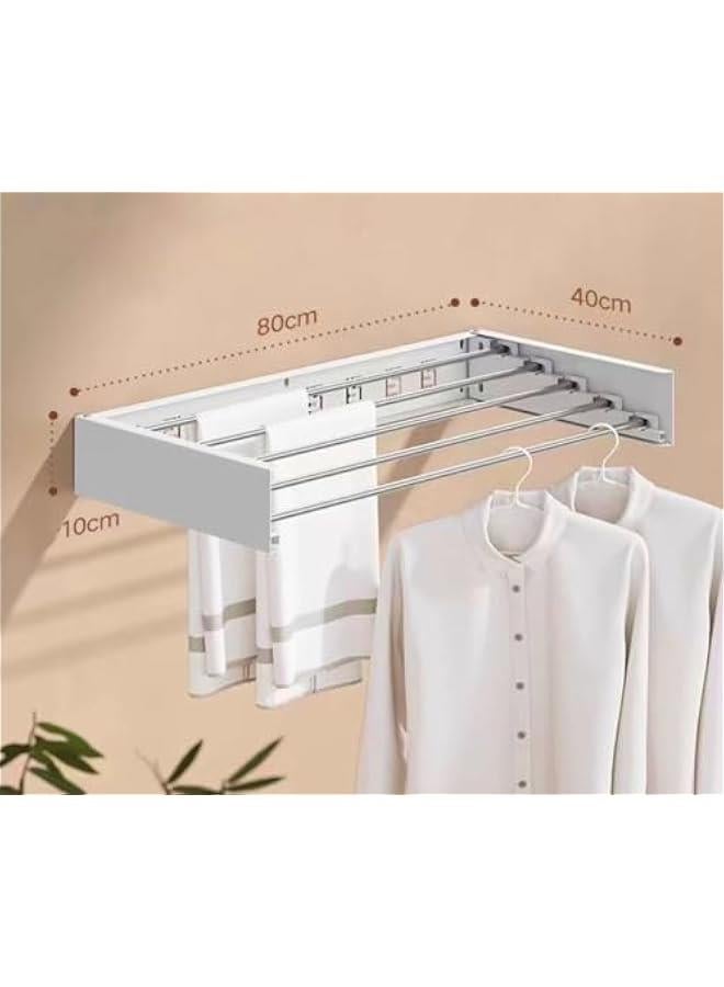 هوكور Portalov 31.5 inches Wall Mounted Clothes Drying Rack,Foldable Wall Mount Laundry Drying Rack with 5 Rods,Drying Rack Clothing Collapsible, Towel Drying Rack with Wall Template - Image 4