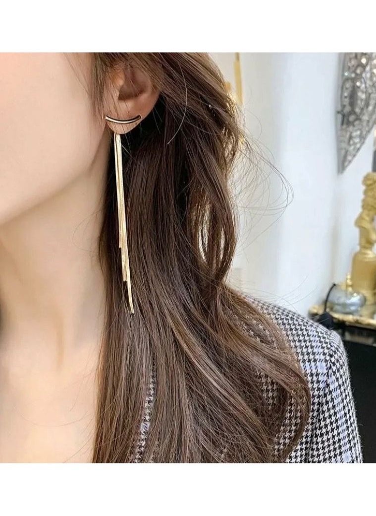 sixtyfour - Elegant Gold Plated Long Earrings For Women - Image 1