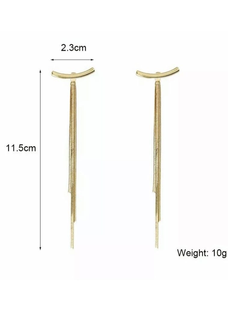 sixtyfour - Elegant Gold Plated Long Earrings For Women - Image 1