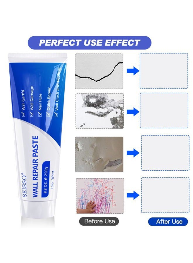 SEISSO 500 g Wall Mending Agent, Drywall Patch Repair Kit with Scraper, 2 Pack Wall Spackle for Wall Hole Filler, White Spackle Wall Repair Paste, Plaster Dent Repair - Image 3