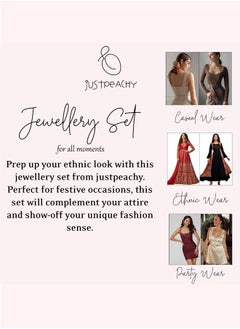 Just Peachy Just Peachy Elegant Green & White Stone Studded Jewellery Set – Gold-Plated Necklace & Earrings for Special Occasions by Just Peachy  - Image 5