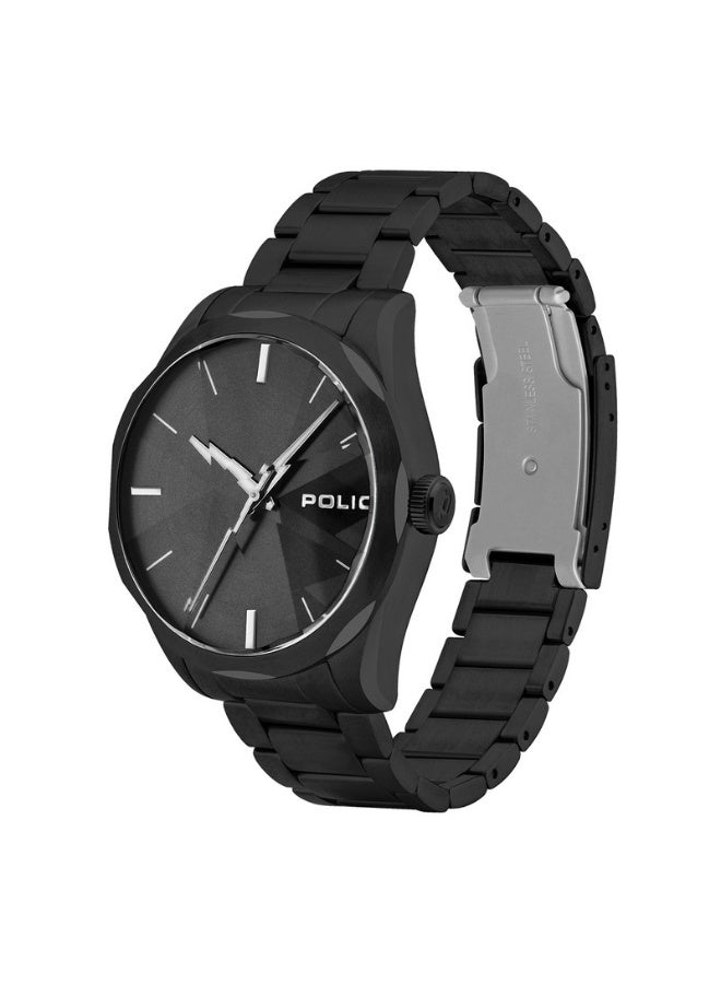 POLICE Men Raglan Black Dial Black Stainless Steel Bracelet Analog Watch for Men - 44mm - Image 2