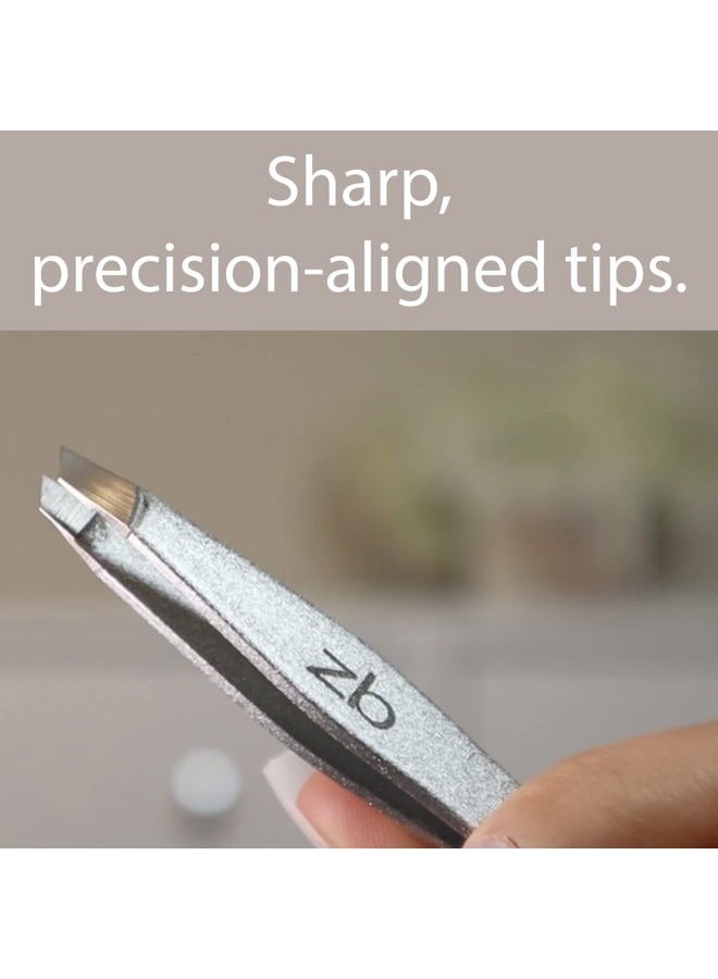Zizzili Basics Tweezers - Surgical Grade Stainless Steel - Slant Tip for Expert Eyebrow Shaping and Facial Hair Removal - with Bonus Protective Pouch - Best Tweezer for Men and Women - Image 4