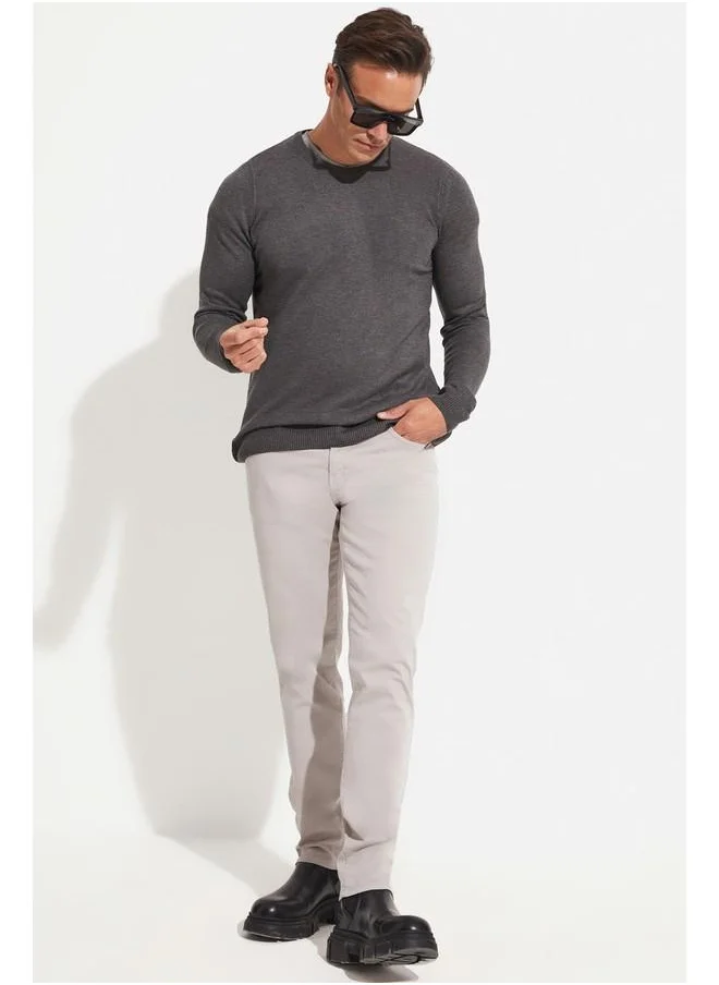 جون June Men Regular Fit Crew Neck Knitwear Sweater Anthracite Melange