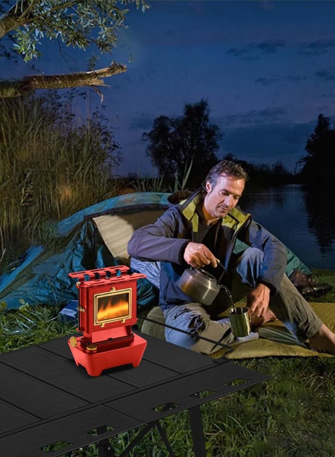 SENQI Camping Oil Lantern，Oil Lamp with Cooker Stove，Fuel Lamp for Outdoor，Portable Oil Lamp，Portable and Convenient for Heating and Cooking (Red) - Image 5