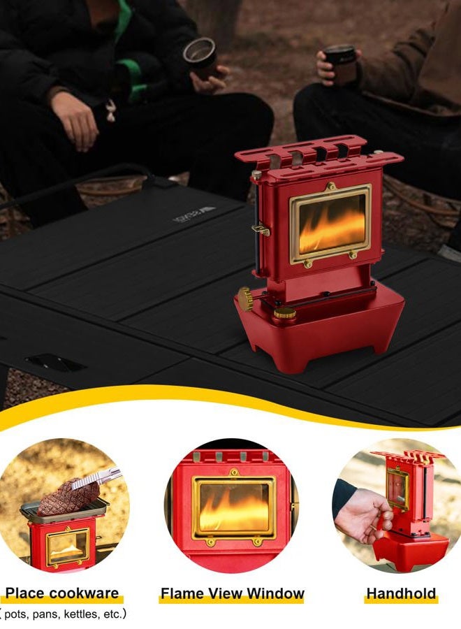 SENQI Camping Oil Lantern，Oil Lamp with Cooker Stove，Fuel Lamp for Outdoor，Portable Oil Lamp，Portable and Convenient for Heating and Cooking (Red) - Image 4