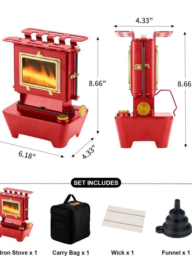 SENQI Camping Oil Lantern，Oil Lamp with Cooker Stove，Fuel Lamp for Outdoor，Portable Oil Lamp，Portable and Convenient for Heating and Cooking (Red) - Image 2