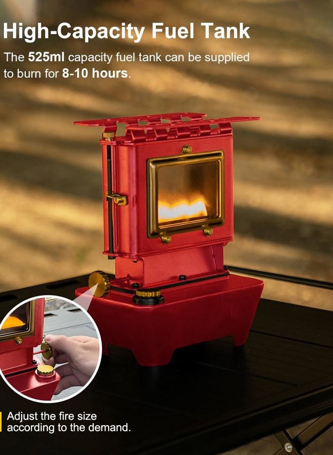 SENQI Camping Oil Lantern，Oil Lamp with Cooker Stove，Fuel Lamp for Outdoor，Portable Oil Lamp，Portable and Convenient for Heating and Cooking (Red) - Image 3
