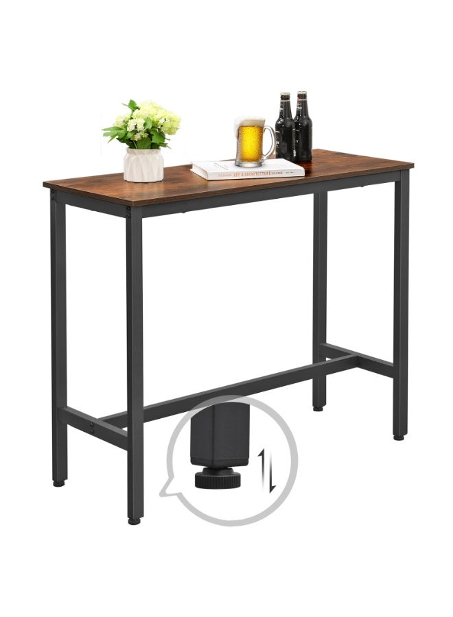 فاساجيل طاولة بار – طاولة مطبخ وطعام ضيقة وطويلة، تصميم صناعي مع هيكل معدني متين، خشب بني ريفي وأسود حبر – 40 × 100 × 90 سم - Image 5