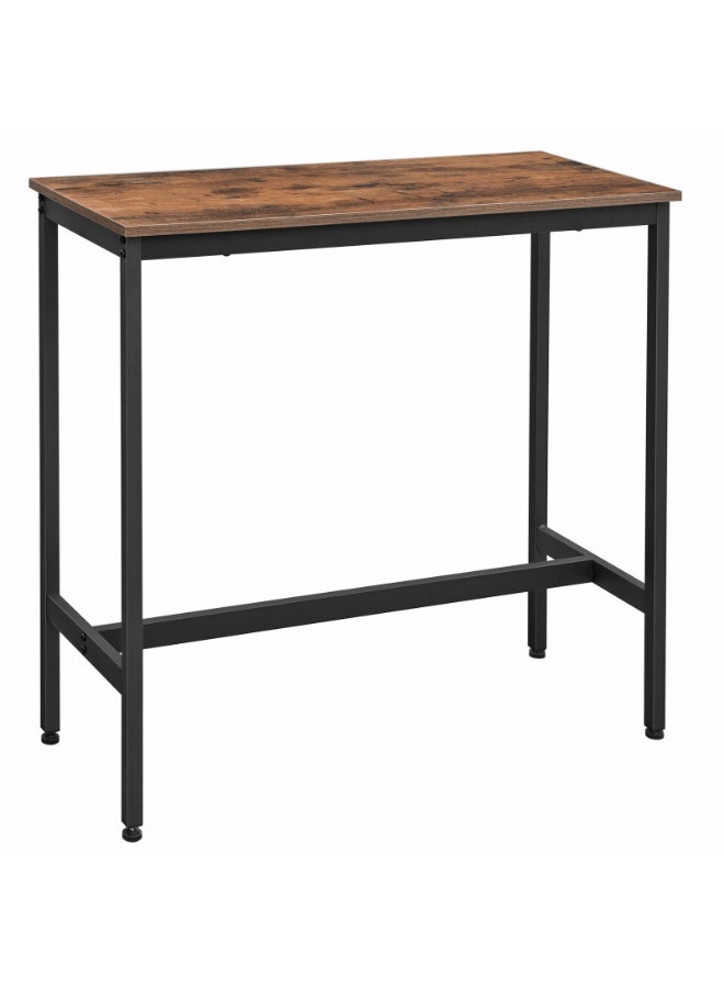 فاساجيل طاولة بار – طاولة مطبخ وطعام ضيقة وطويلة، تصميم صناعي مع هيكل معدني متين، خشب بني ريفي وأسود حبر – 40 × 100 × 90 سم - Image 1