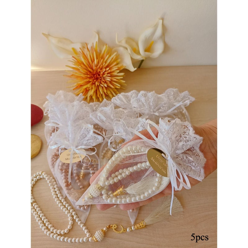 Personalized Acrylic Bracelet Gift Set with Custom Engraved Text and Beads, Tulle - 5pcs - Image 1