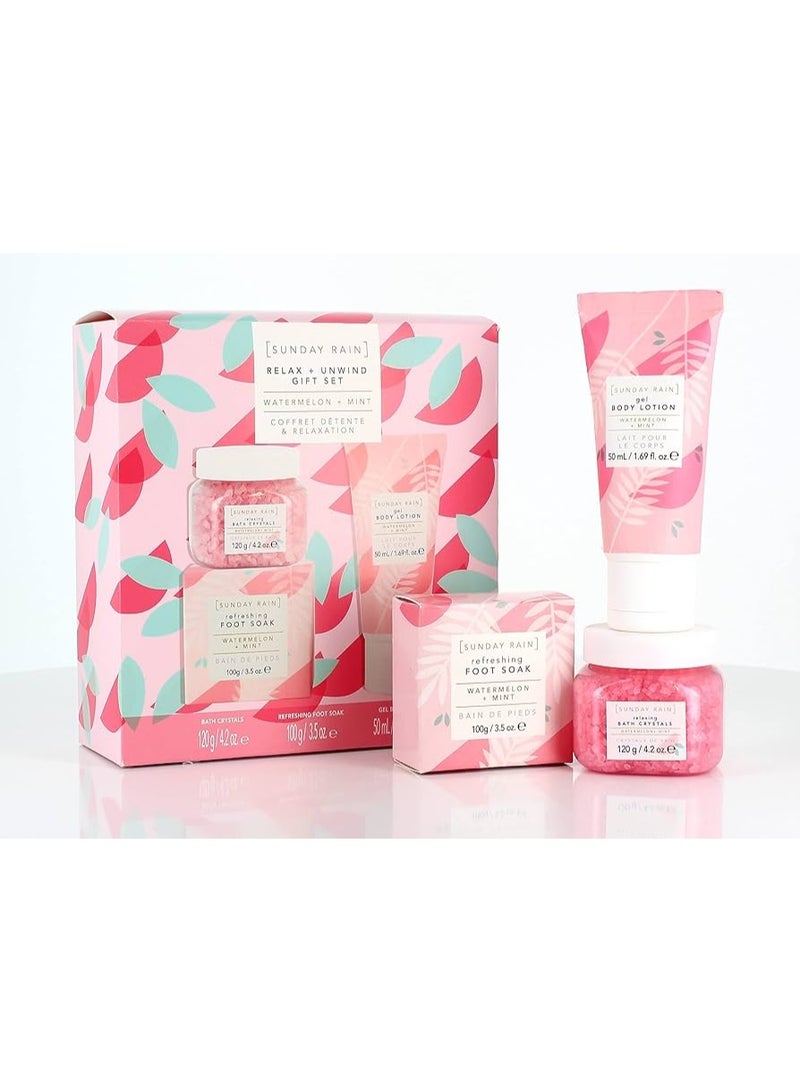 Sunday Rain Relax + Unwind Gift Set Watermelon + Mint [3 pieces Set] - Image 1