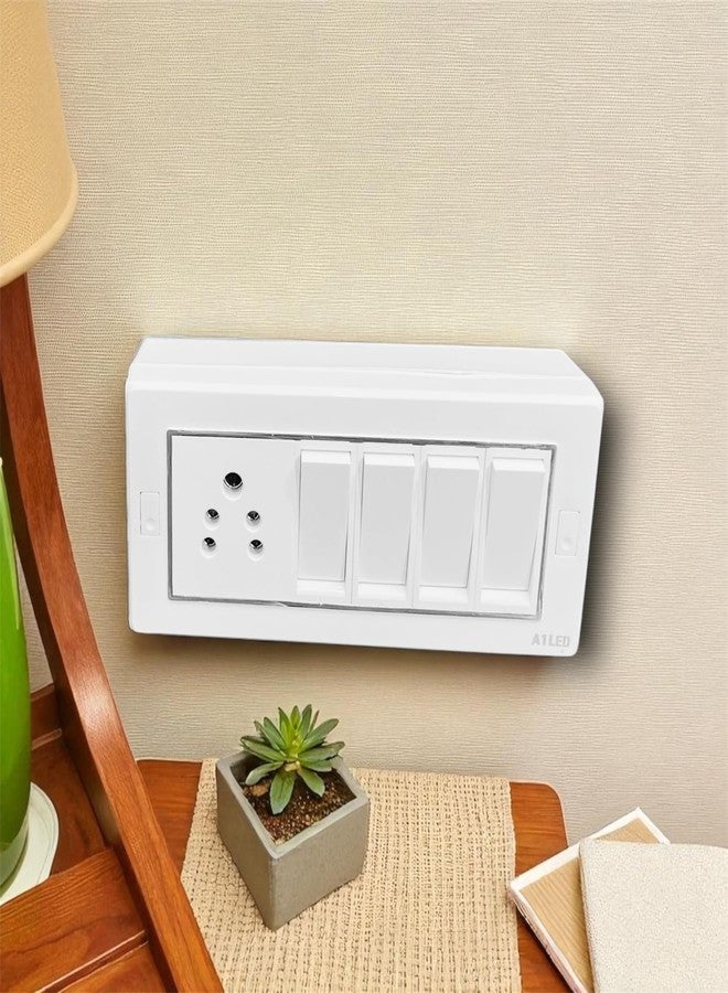 A1 LED Modern Electrical Switch Board & Socket Panel Set | 12-Module + 6-Module | White Color | Modular Design for Home, Office & Commercial Use | Durable Polycarbonate Frame | Easy Installation - Image 4