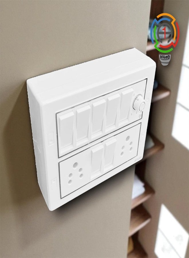 A1 LED Modern Electrical Switch Board & Socket Panel Set | 12-Module + 6-Module | White Color | Modular Design for Home, Office & Commercial Use | Durable Polycarbonate Frame | Easy Installation - Image 3