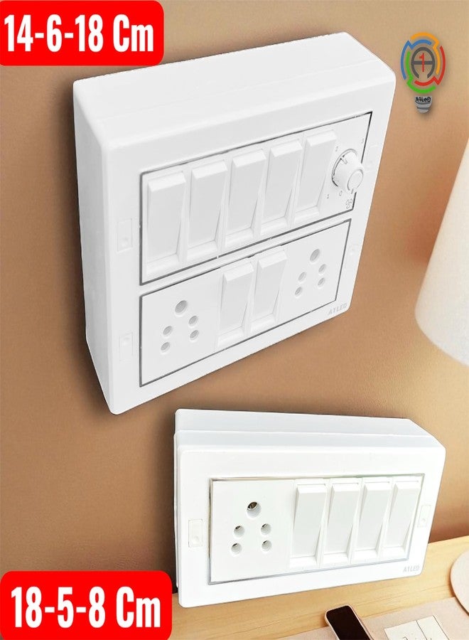 A1 LED Modern Electrical Switch Board & Socket Panel Set | 12-Module + 6-Module | White Color | Modular Design for Home, Office & Commercial Use | Durable Polycarbonate Frame | Easy Installation - Image 5