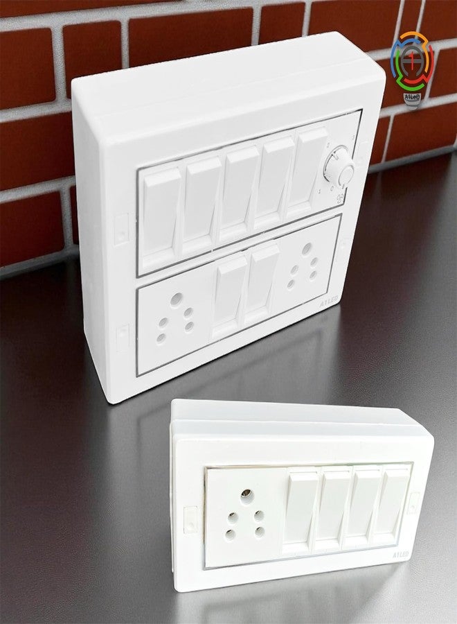 A1 LED Modern Electrical Switch Board & Socket Panel Set | 12-Module + 6-Module | White Color | Modular Design for Home, Office & Commercial Use | Durable Polycarbonate Frame | Easy Installation - Image 2