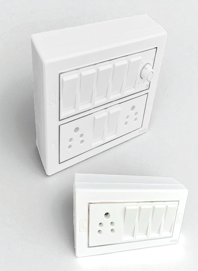 A1 LED Modern Electrical Switch Board & Socket Panel Set | 12-Module + 6-Module | White Color | Modular Design for Home, Office & Commercial Use | Durable Polycarbonate Frame | Easy Installation - Image 1