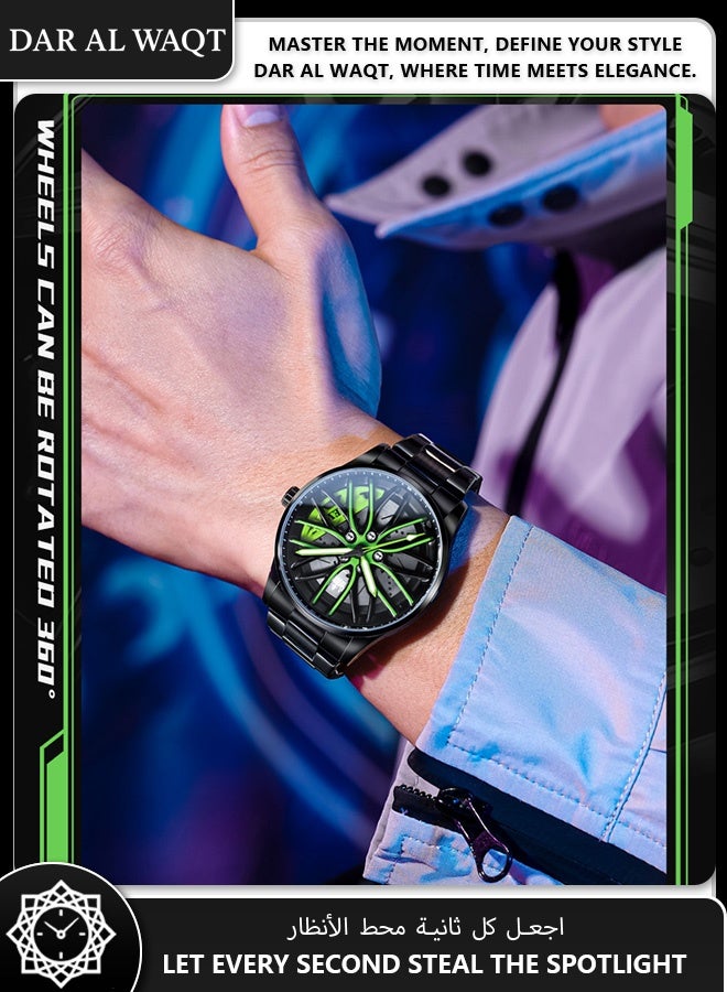 أوليفز OLEVS ساعة رجالية موضة – تصميم فريد بقرص أخضر وسوار فولاذي أسود - Image 2