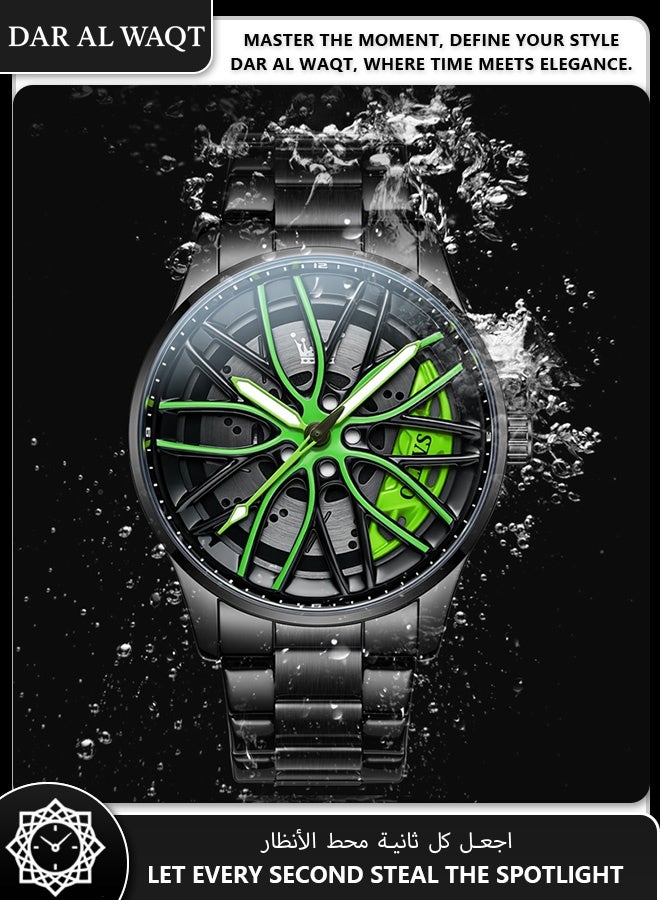 أوليفز OLEVS ساعة رجالية موضة – تصميم فريد بقرص أخضر وسوار فولاذي أسود - Image 4