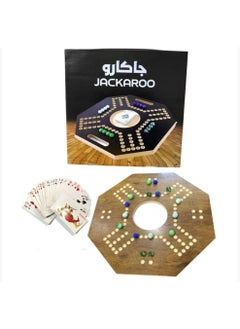 Generic Jackaroo Board Game - Wooden Board - Classy, ​​Competitive, and Fun Game for 2-4 Players, Playing Cards for All Games 