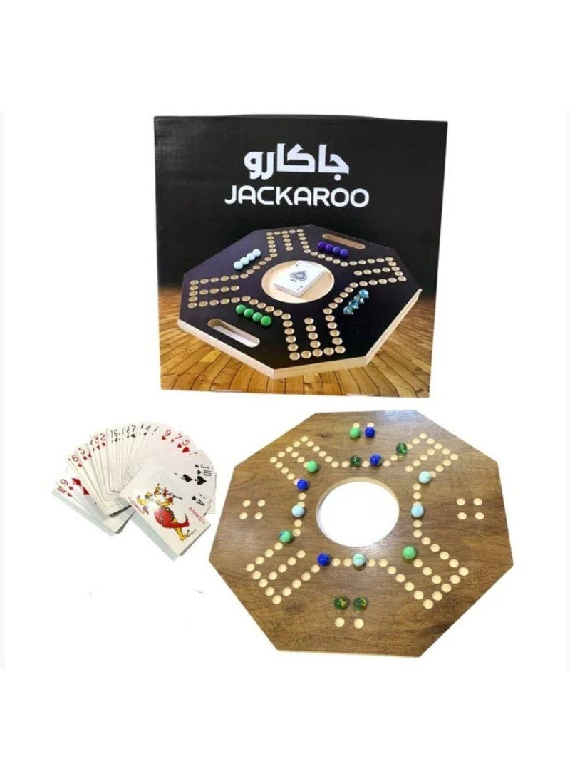 null - Jackaroo Board Game - Wooden Board - Classy, ​​Competitive, and Fun Game for 2-4 Players, Playing Cards for All Games - Image 1
