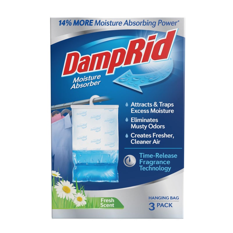 DampRid Fresh Scent Hanging Moisture Absorber, 1 Pound (Pack of 3) - Eliminates Musty Odors for Fresher, Cleaner Air, Ideal for Closet, 14% More Moisture Absorbing Power*- Blue - Image 1