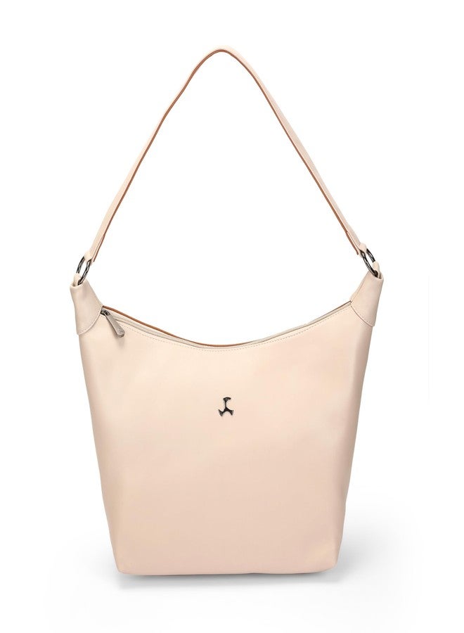 Mochi Women Beige Casual Faux leather Soft Body Zipper closure Solid Shoulder Bag (66-772) - Image 3