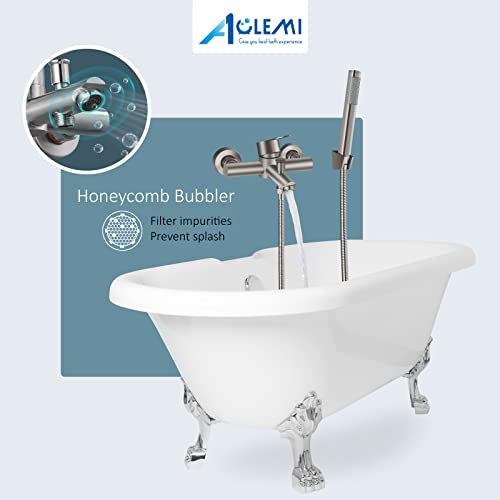 Aolemi Wall Mount Tub Filler Brushed Nickel 6 Inch Center Bathtub Faucet with Handheld Shower SUS304 Stainless Steel Single Handle Shower Mixer Taps with Hand Sprayer - Image 5