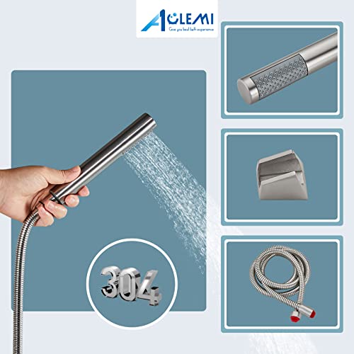 Aolemi Wall Mount Tub Filler Brushed Nickel 6 Inch Center Bathtub Faucet with Handheld Shower SUS304 Stainless Steel Single Handle Shower Mixer Taps with Hand Sprayer - Image 4