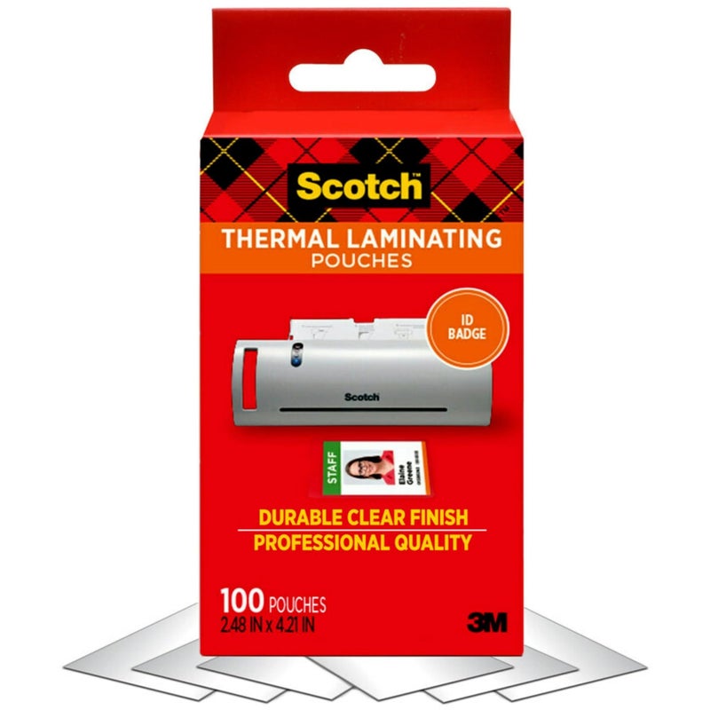 Scotch Thermal Laminating Pouches, 5 Mil Thick for Extra Protection, 2.32 x 3.70-Inches, Business Card Size, 100-Pack (TP5851-100) - Image 1