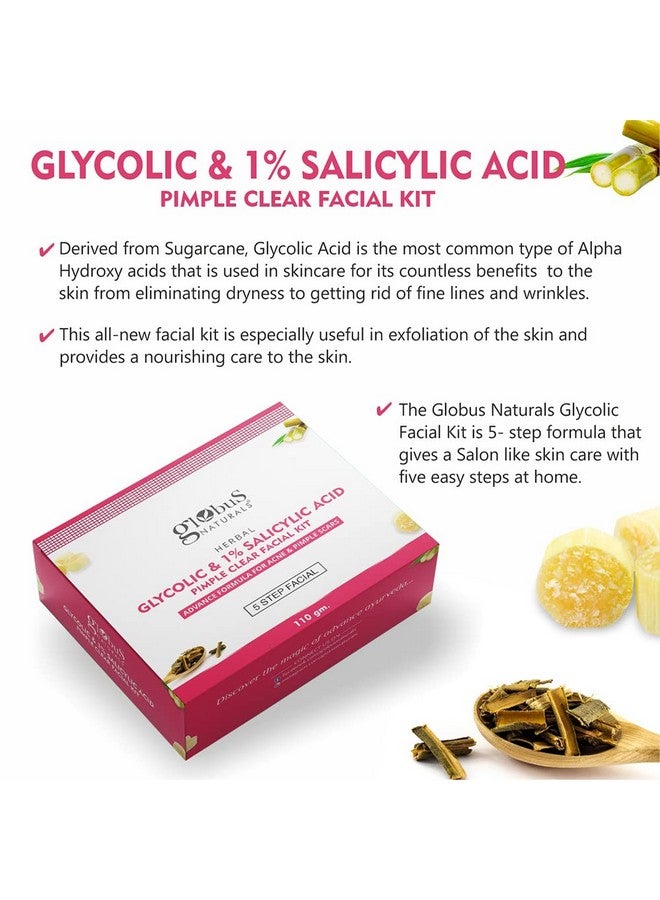 Pimple Clear Glycolic & 1% Salicylic Acid Facial Kit, For Acne & Oil Control, Suitable For Oily & Acne Prone Skin, 110 Gm