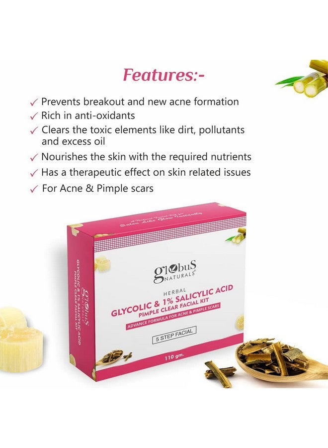 Pimple Clear Glycolic & 1% Salicylic Acid Facial Kit, For Acne & Oil Control, Suitable For Oily & Acne Prone Skin, 110 Gm