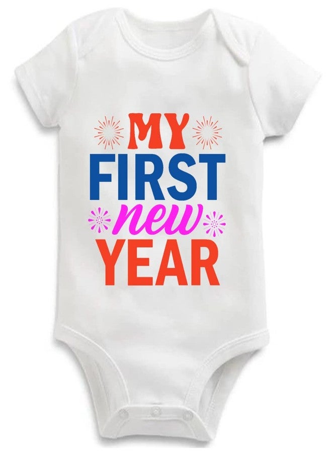 American Apple Romper My 1st New Year Printed dress Baby Sleep Suit For Baby Boys & Girls Printed Birthday Gift Rompers T Shirt (3-6 Months, My 1st New Year 14) - Image 1