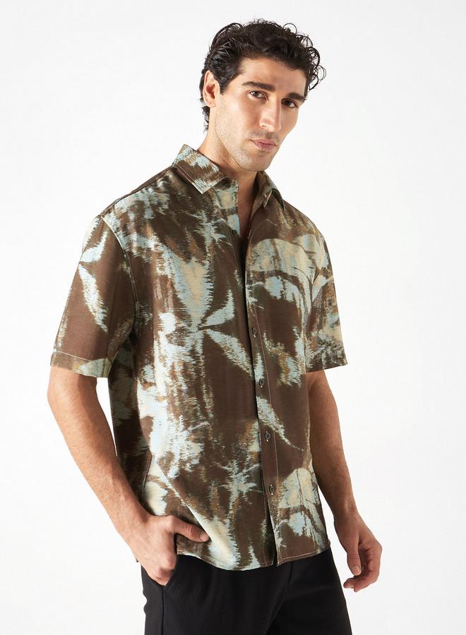 ايكونيك قميص بقصة عادية وأكمام قصيرة وياقة وطبعات من آيكونيك - Image 1